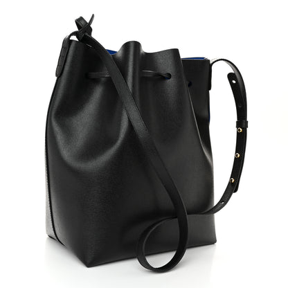 Mansur Gavriel Calfskin Mini Bucket Bag Black Royal Blu 4 of 12