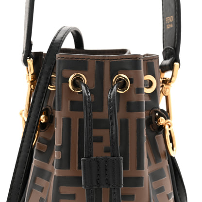Fendi Vitello Liberty F is Fendi Bi-Color FF 1974 Embossed Mini Mon Tresor Bucket Bag Maya Black 8 of 10