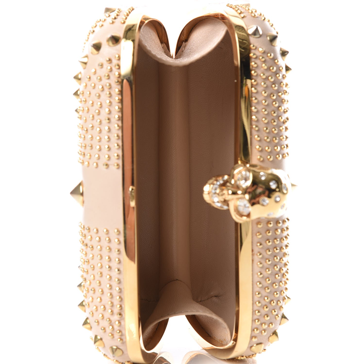 Alexander McQueen Calfskin Studded Britannia Skull Box Clutch Taupe 4 of 12