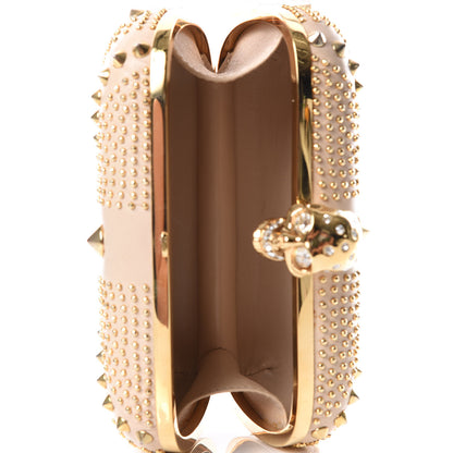 Alexander McQueen Calfskin Studded Britannia Skull Box Clutch Taupe 4 of 12