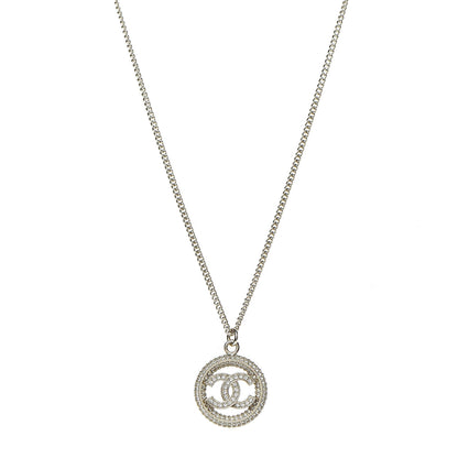 Chanel Crystal CC Medallion Pendant Necklace Gold 1 of 6