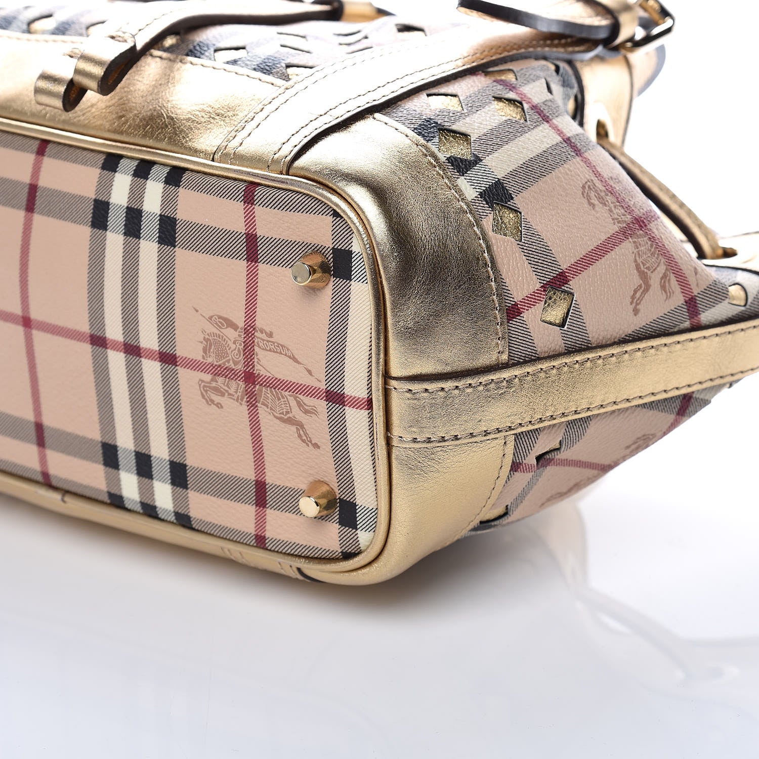 Burberry Haymarket Check Drawstring Claudia Bag Gold 6 of 13