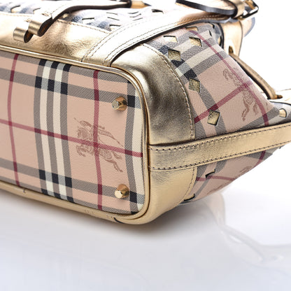 Burberry Haymarket Check Drawstring Claudia Bag Gold 6 of 13