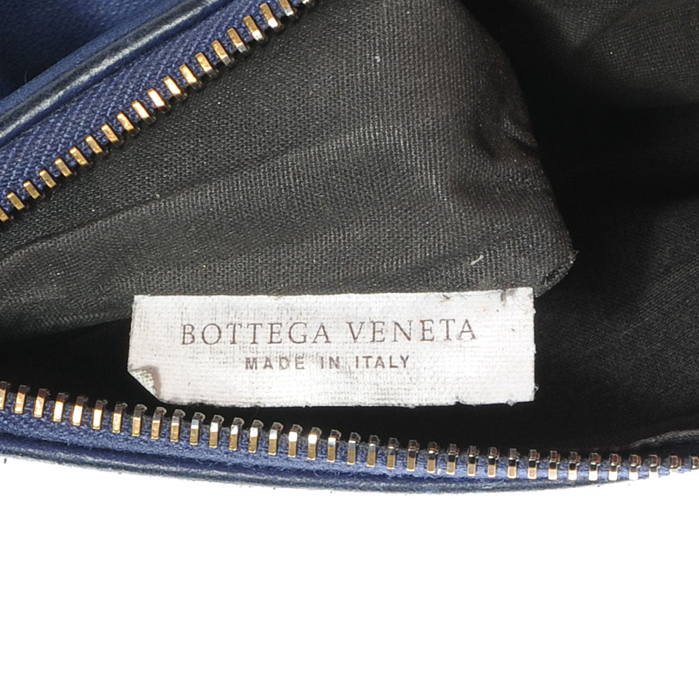 Nappa Intrecciato Double Zip Wallet Navy
