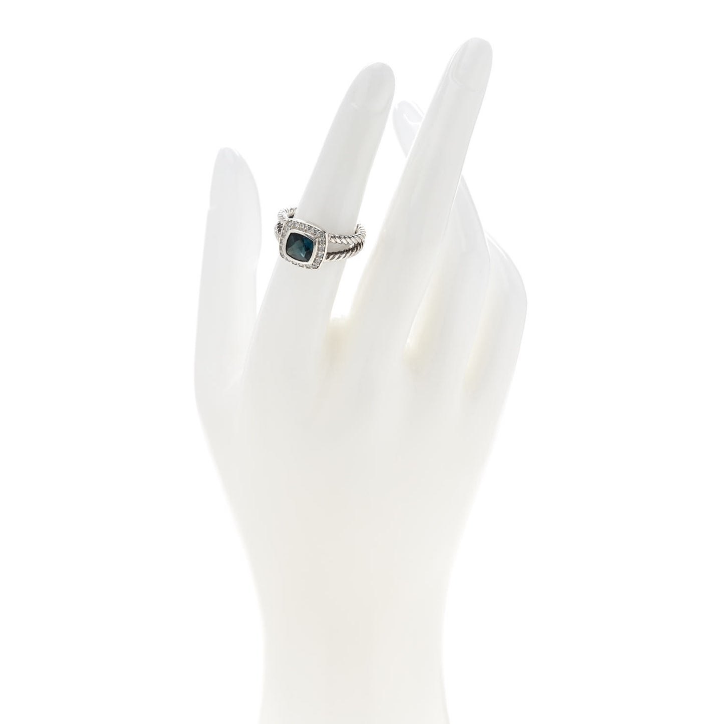 Sterling Silver Diamond Hampton Blue Topaz 7mm Petite Albion Ring 52 6