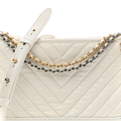 Chanel Aged Calfskin Chevron Quilted Medium Gabrielle Hobo White 8 of 10