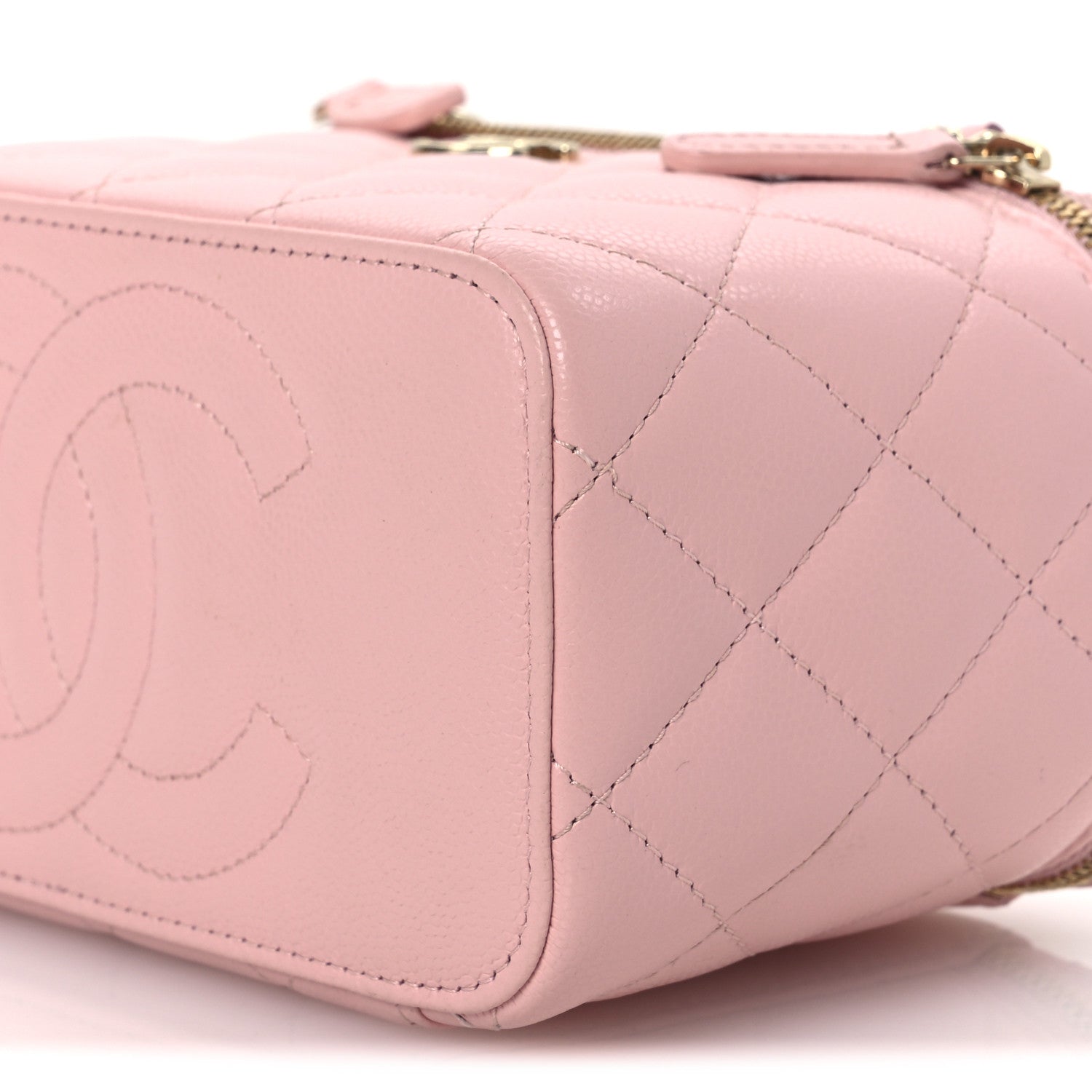 Chanel Caviar Quilted  Vanity Case With Chain Pink 10 of 14