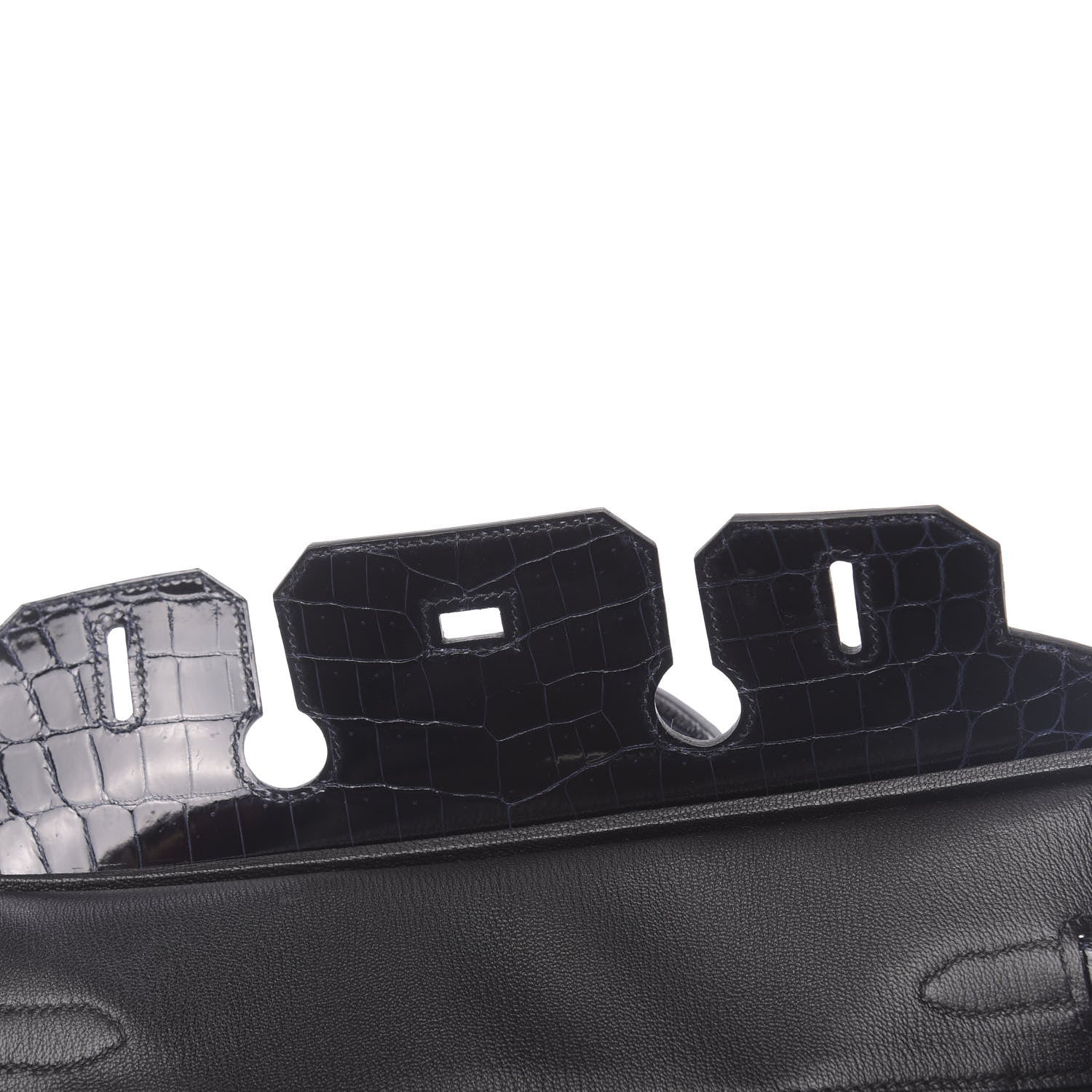 Hermes Taurillon Novillo Shiny Niloticus Crocodile Birkin Touch 30 Black Bleu Marine 28 of 38