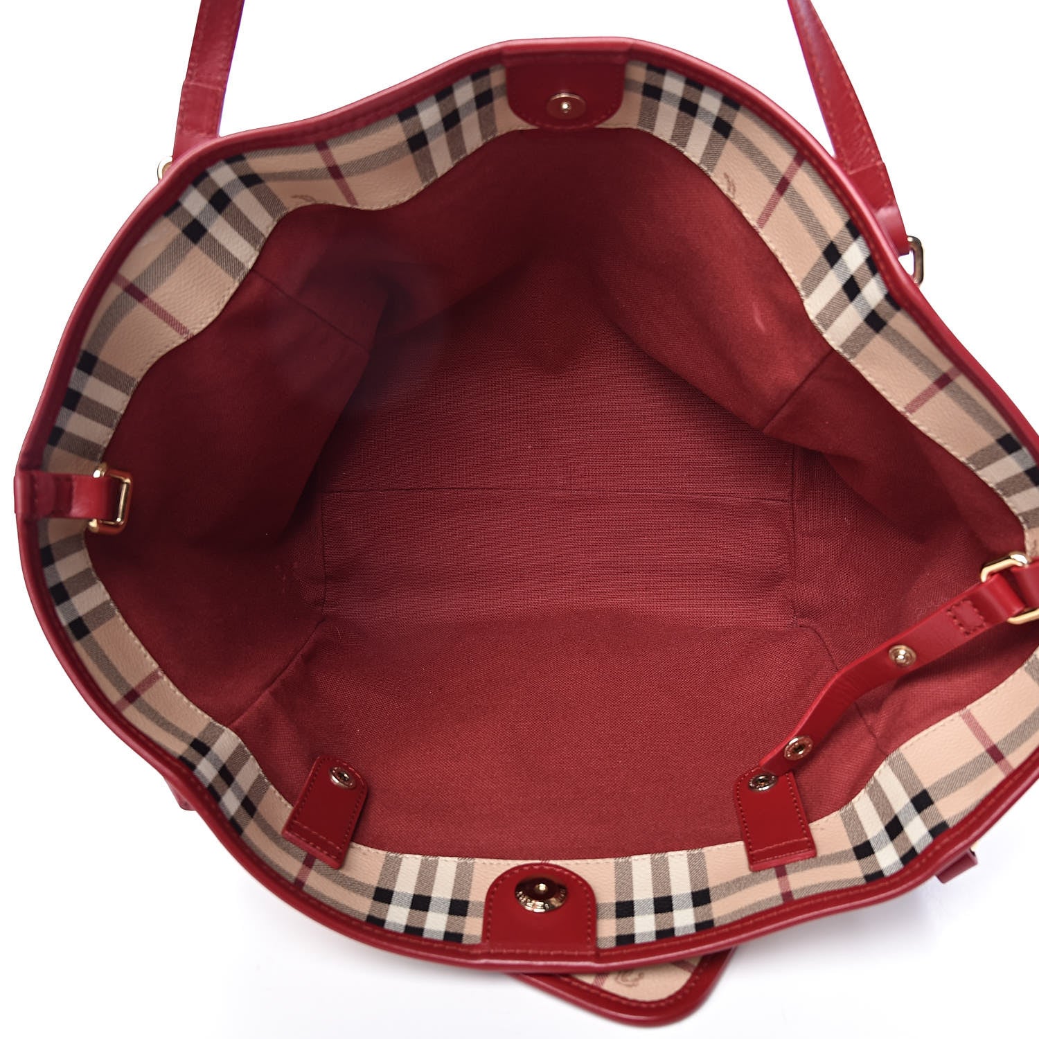 Burberry Haymarket Check Small Canterbury Tote Coral Red 6 of 15