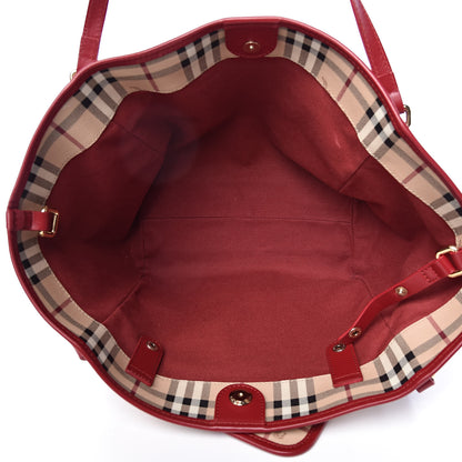 Burberry Haymarket Check Small Canterbury Tote Coral Red 6 of 15