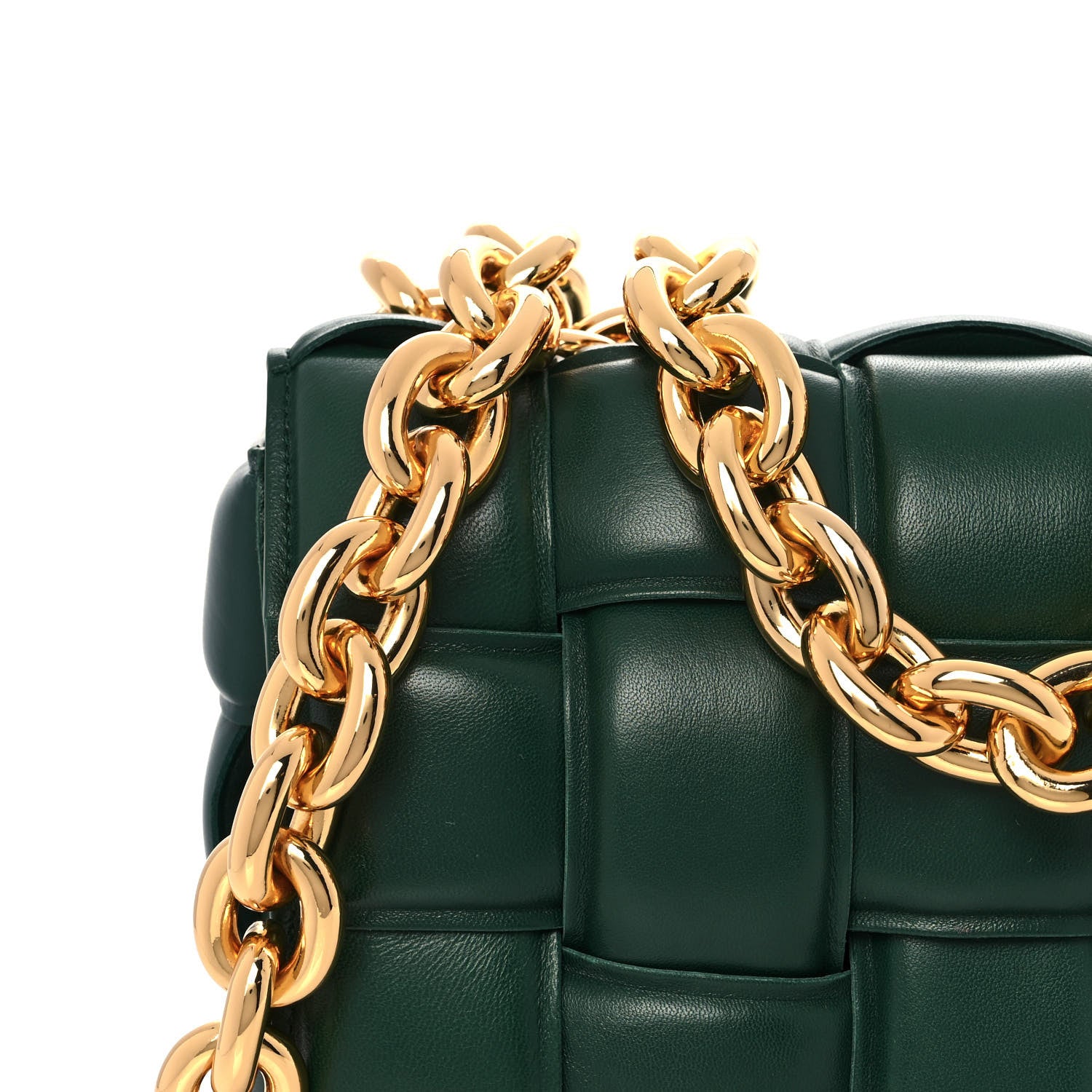 Bottega Veneta Lambskin Maxi Intreccio Padded Chain Cassette Crossbody Bag Racing Green 10 of 13