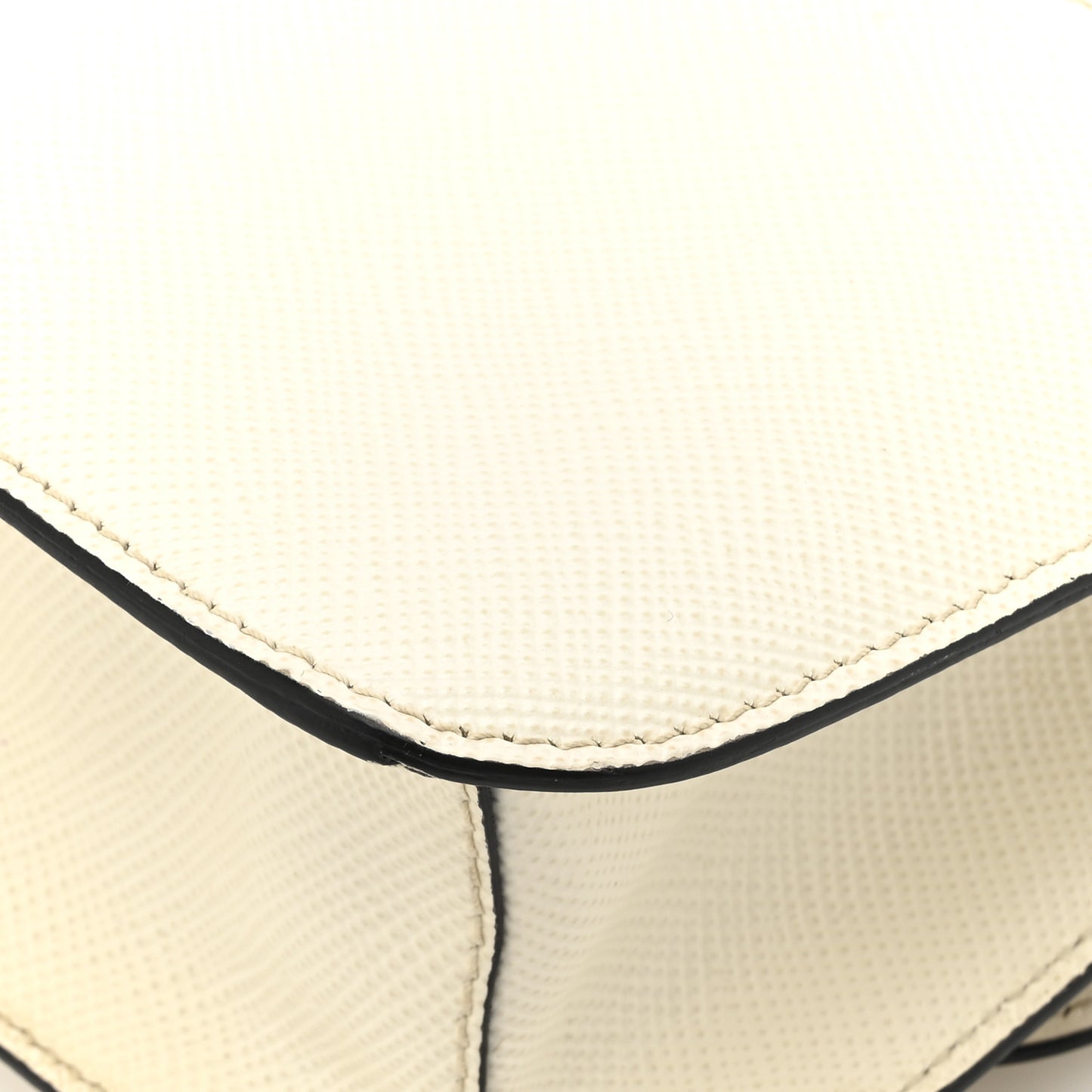 Saffiano Cuir Triangle Embleme Flap Shoulder Bag White