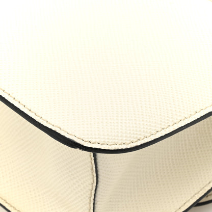 Prada Saffiano Cuir Triangle Embleme Flap Shoulder Bag White 11 of 16
