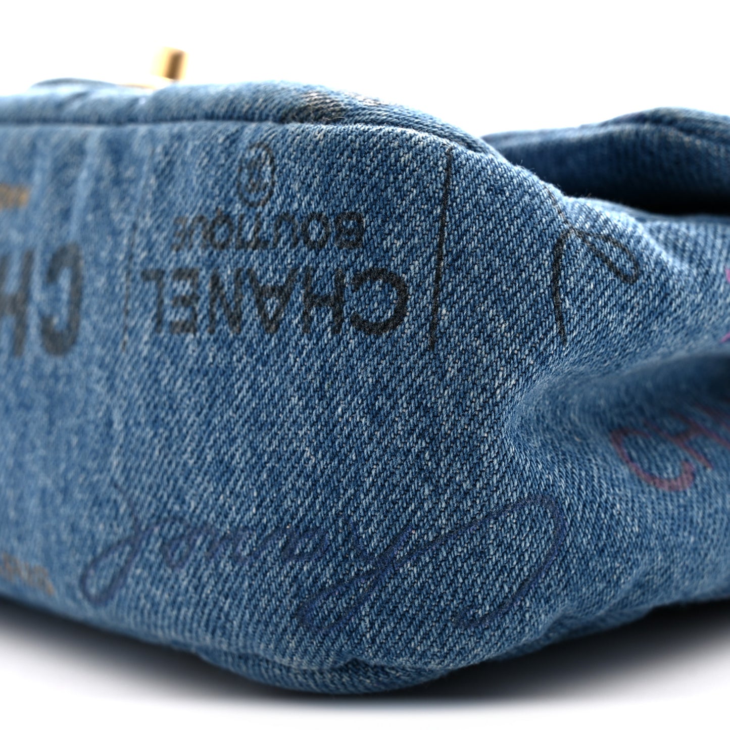 Denim Quilted Mini Denim Mood Rectangular Flap Blue Multicolor