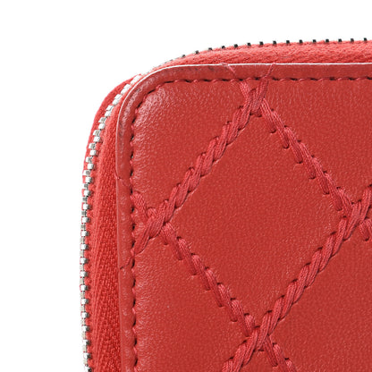 Chanel Lambskin Double Stitch Zip Coin Purse Coral Pink 8 of 11