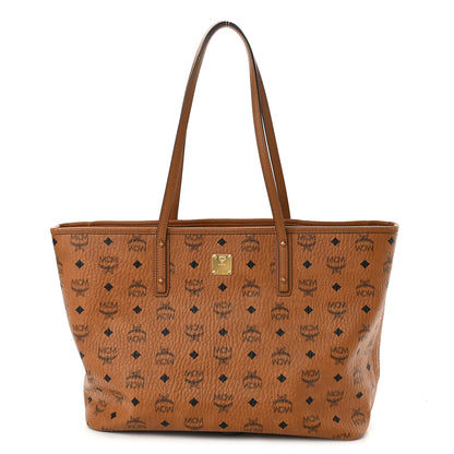 MCM Visetos Medium Anya Top Zip Shopper Tote Cognac 1 of 10