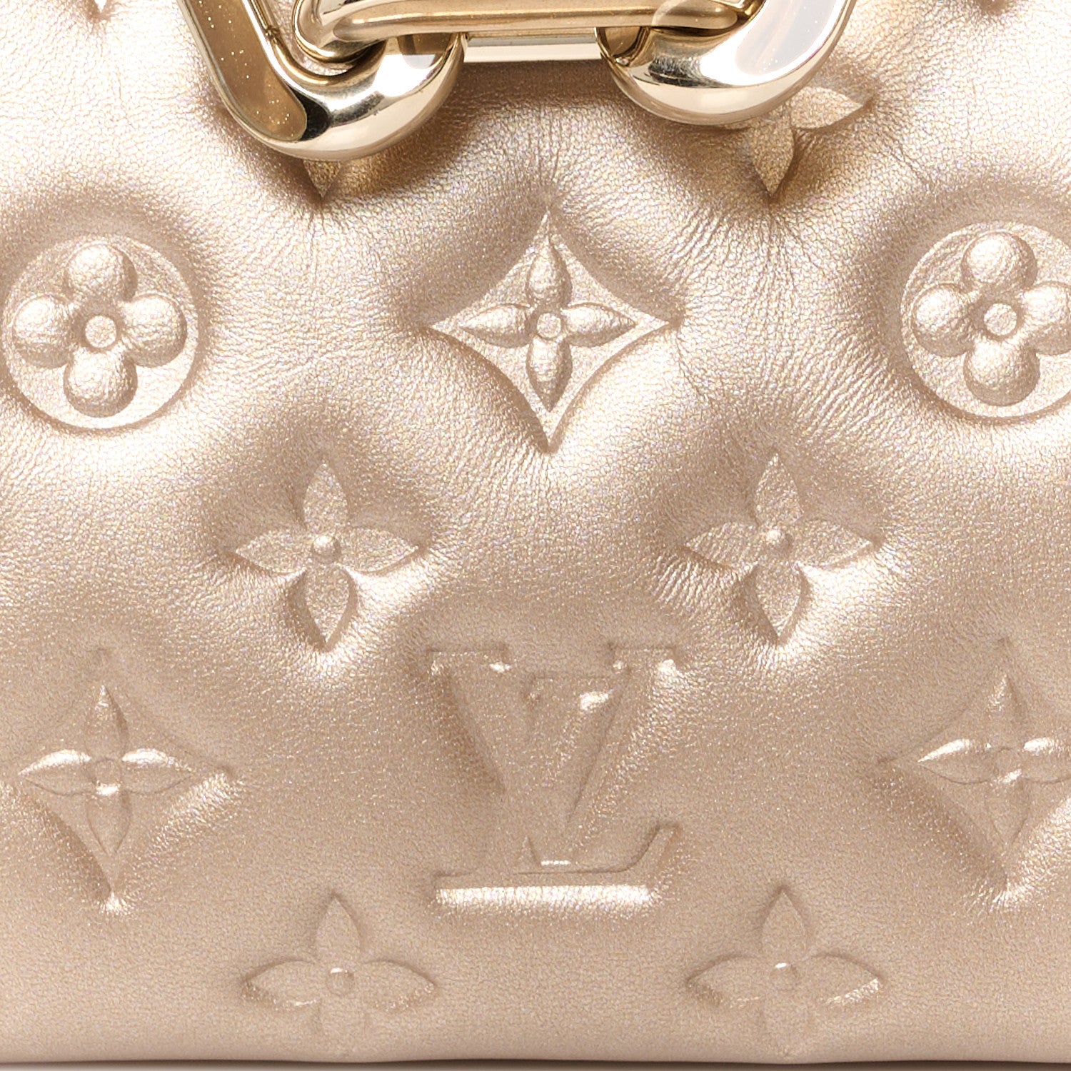 Louis Vuitton Metallic Lambskin Embossed Monogram Coussin BB Light Gold 10 of 12