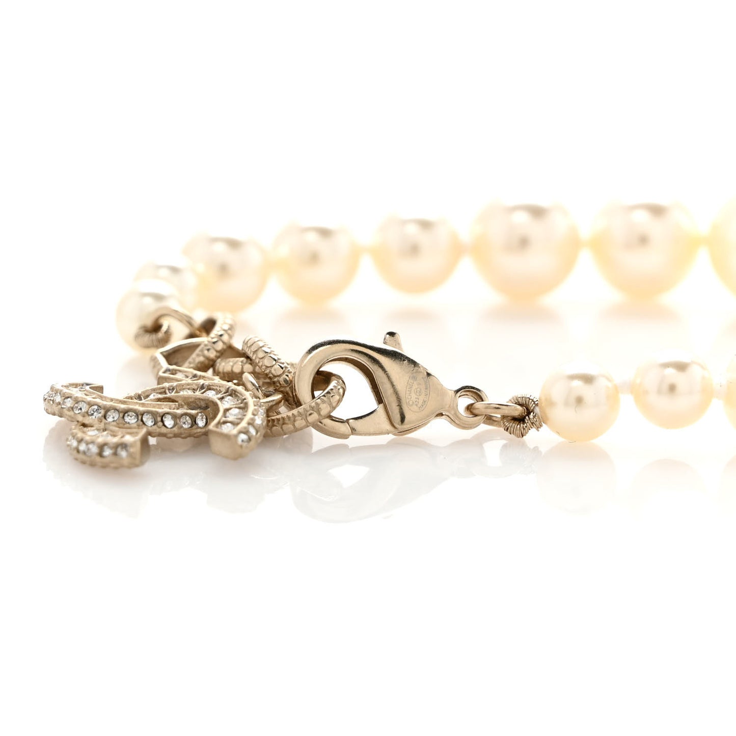 Pearl Crystal CC Bracelet Gold