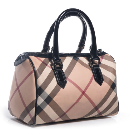 Burberry Nova Check Patent Small Chester Bowling Bag Black 3 of 14