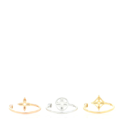 Louis Vuitton 18K Yellow Pink White Gold Diamond Idylle Blossom Ring 3 Set 52 6 8 of 10