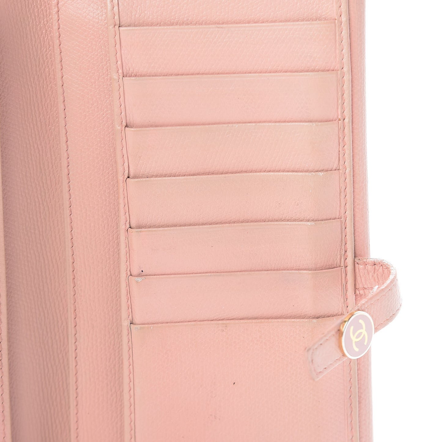 Grained Calfskin CC Button Wallet Pink