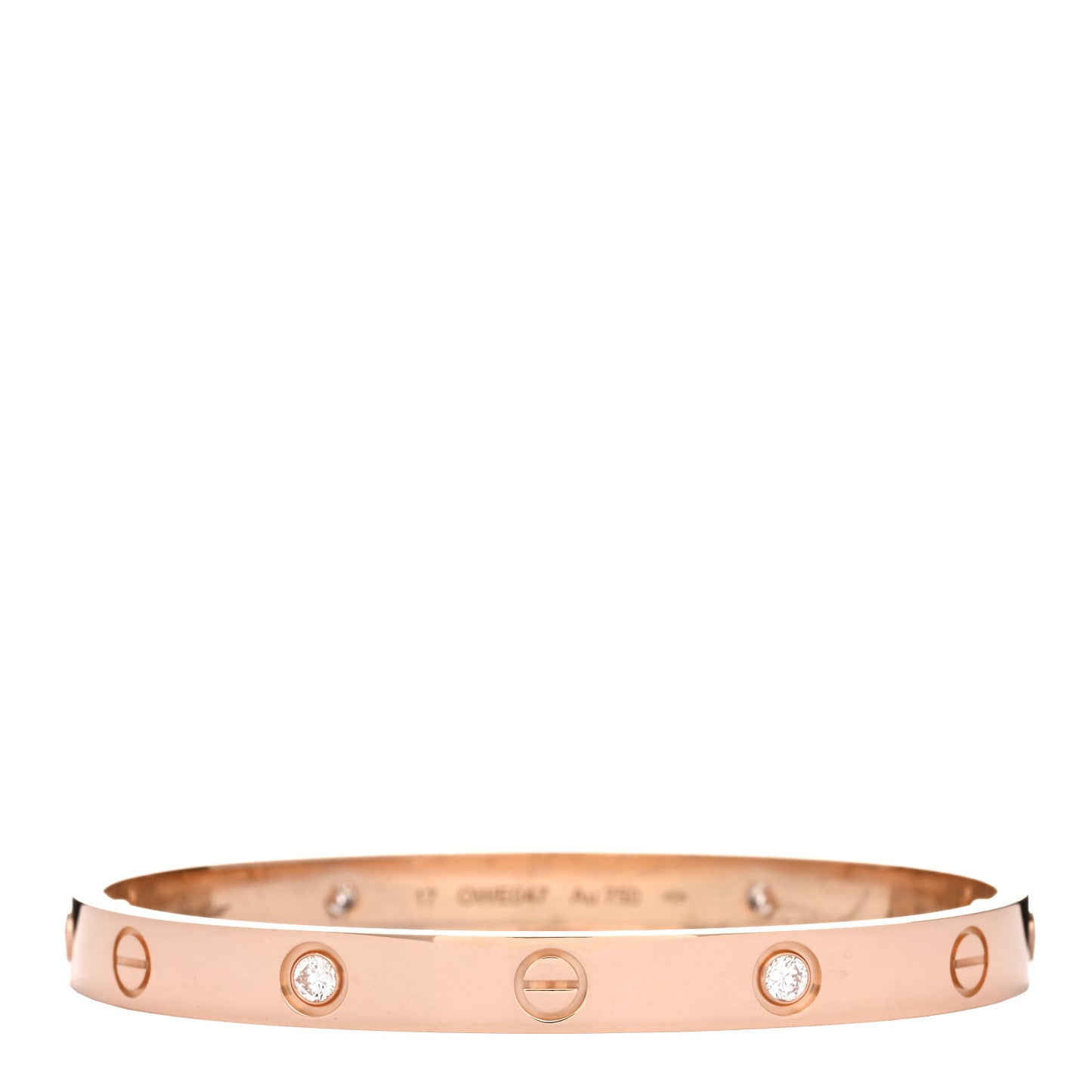 18K Pink Gold 4 Diamond LOVE Bracelet 17