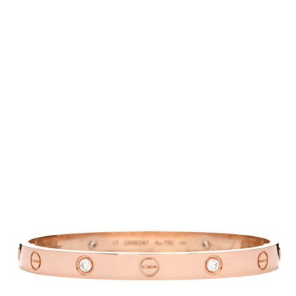 Cartier 18K Pink Gold 4 Diamond LOVE Bracelet 17 1 of 5