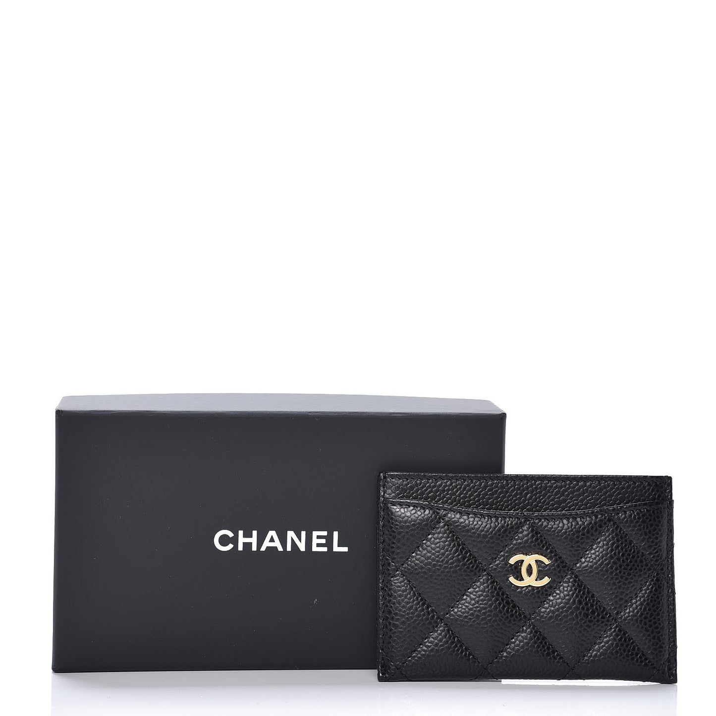 Caviar Quilted Card Holder Black