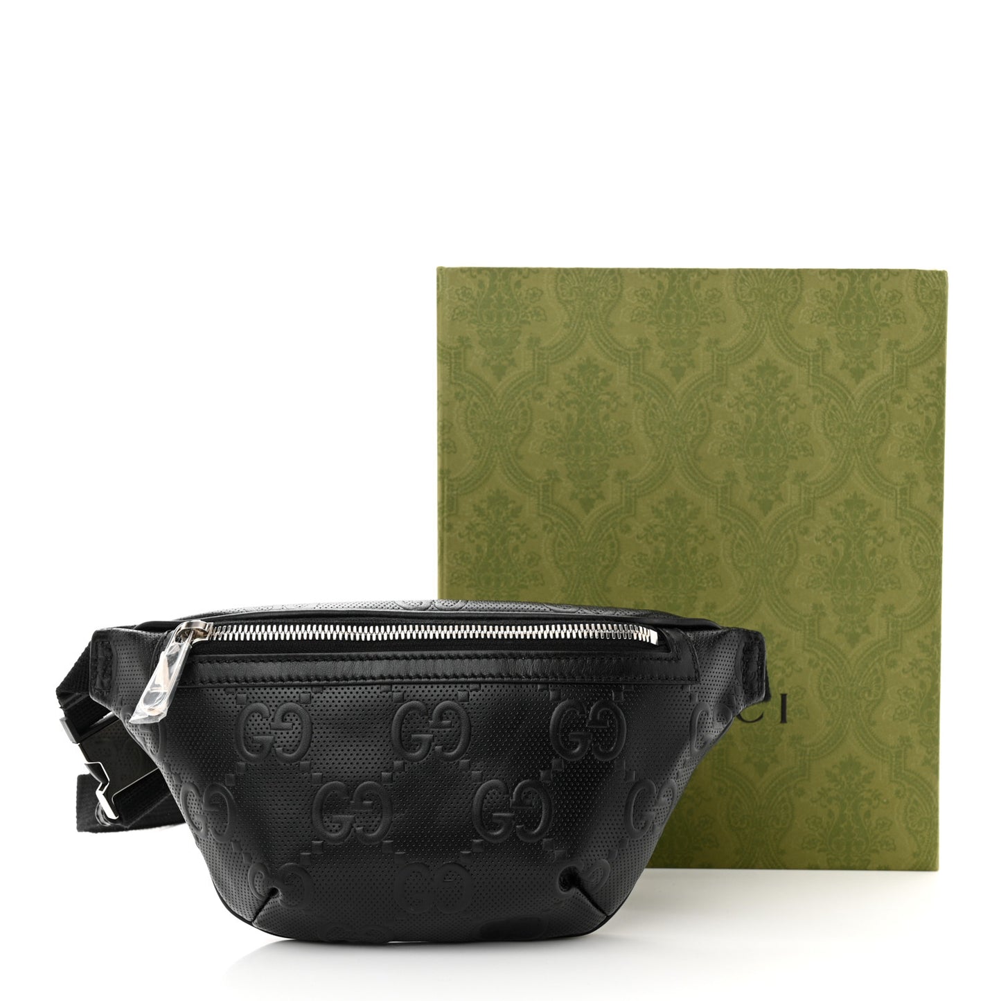 Calfskin GG Tennis Embossed Belt Bag Black
