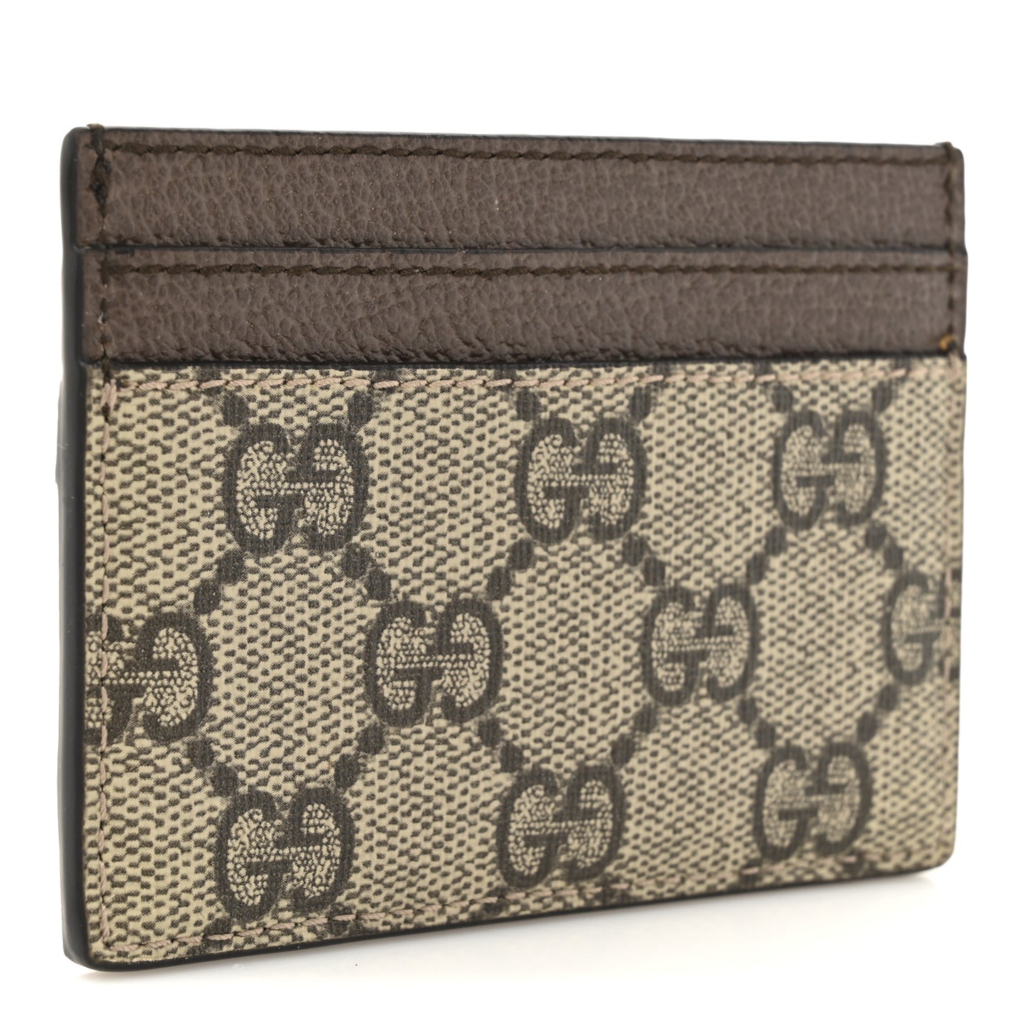 GG Supreme Monogram Textured Dollar Calfskin Ophidia Card Holder Beige Ebony New Acero
