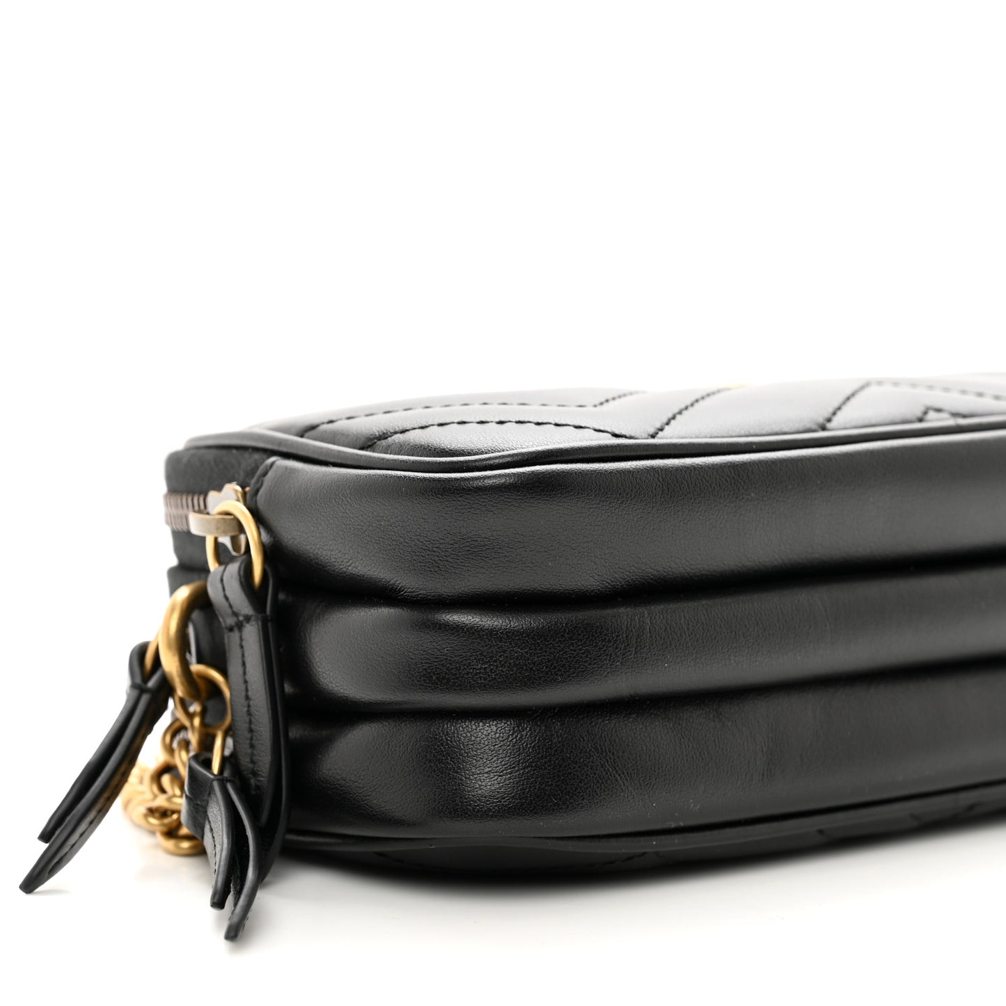 Calfskin Matelasse Mini GG Marmont Chain Crossbody Bag Black