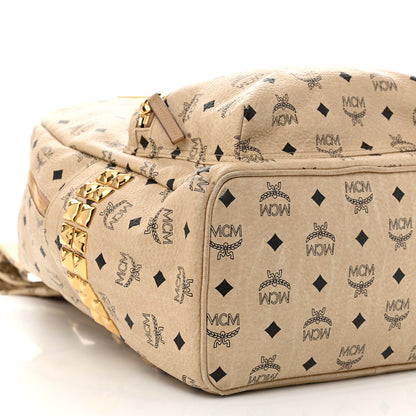 MCM Visetos Medium Studded Stark Backpack Beige 9 of 10