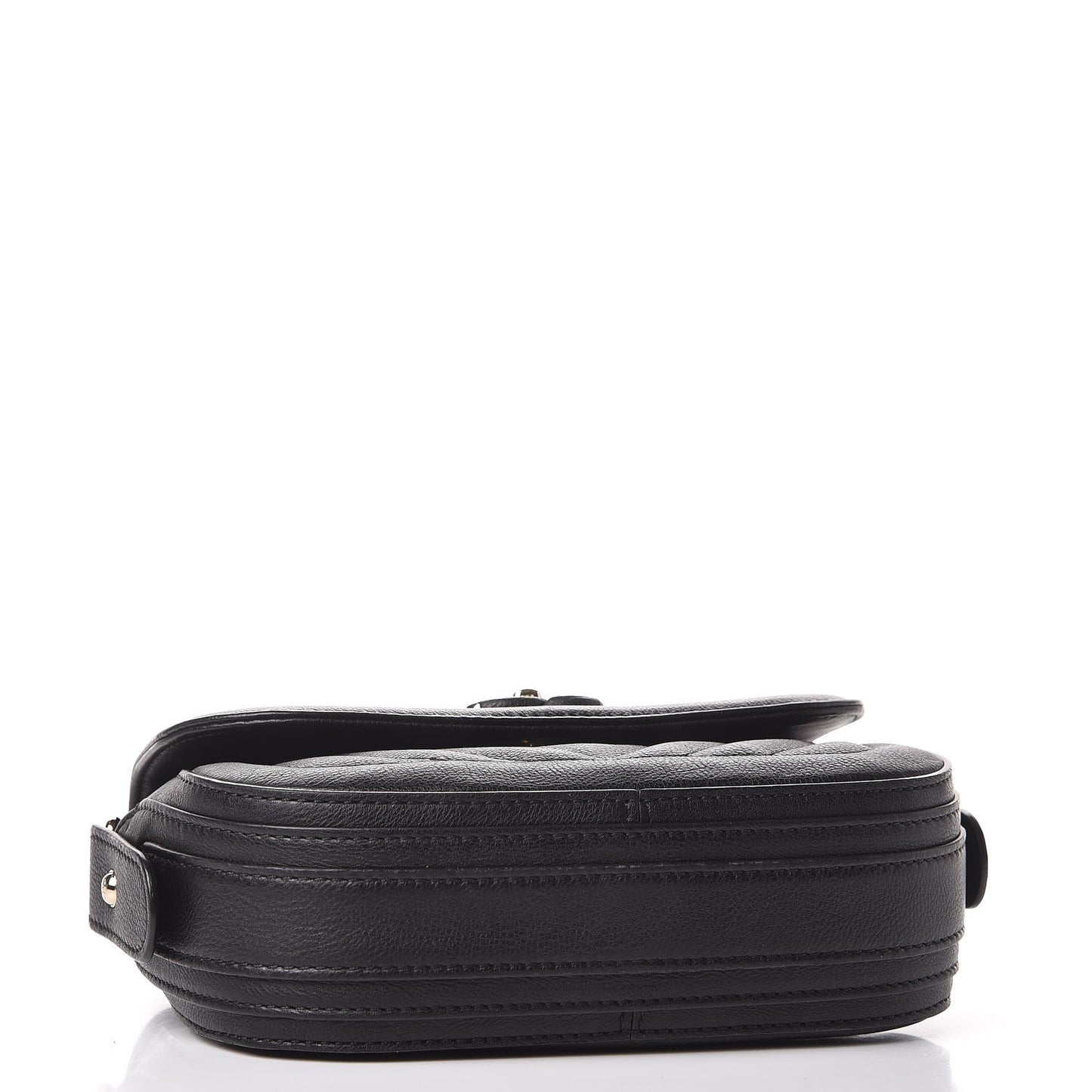 Calfskin Chevron Quilted Mini Messenger Flap Black