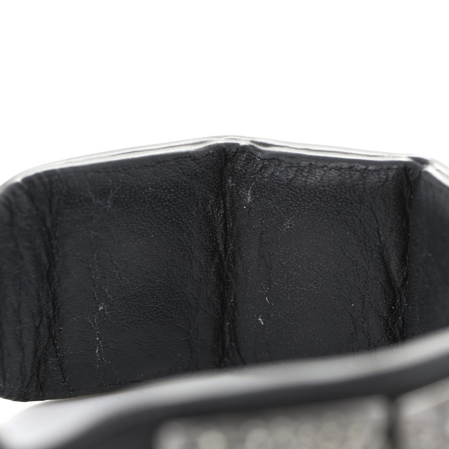 Calfskin Crystal Macro Rockstud Bracelet Black