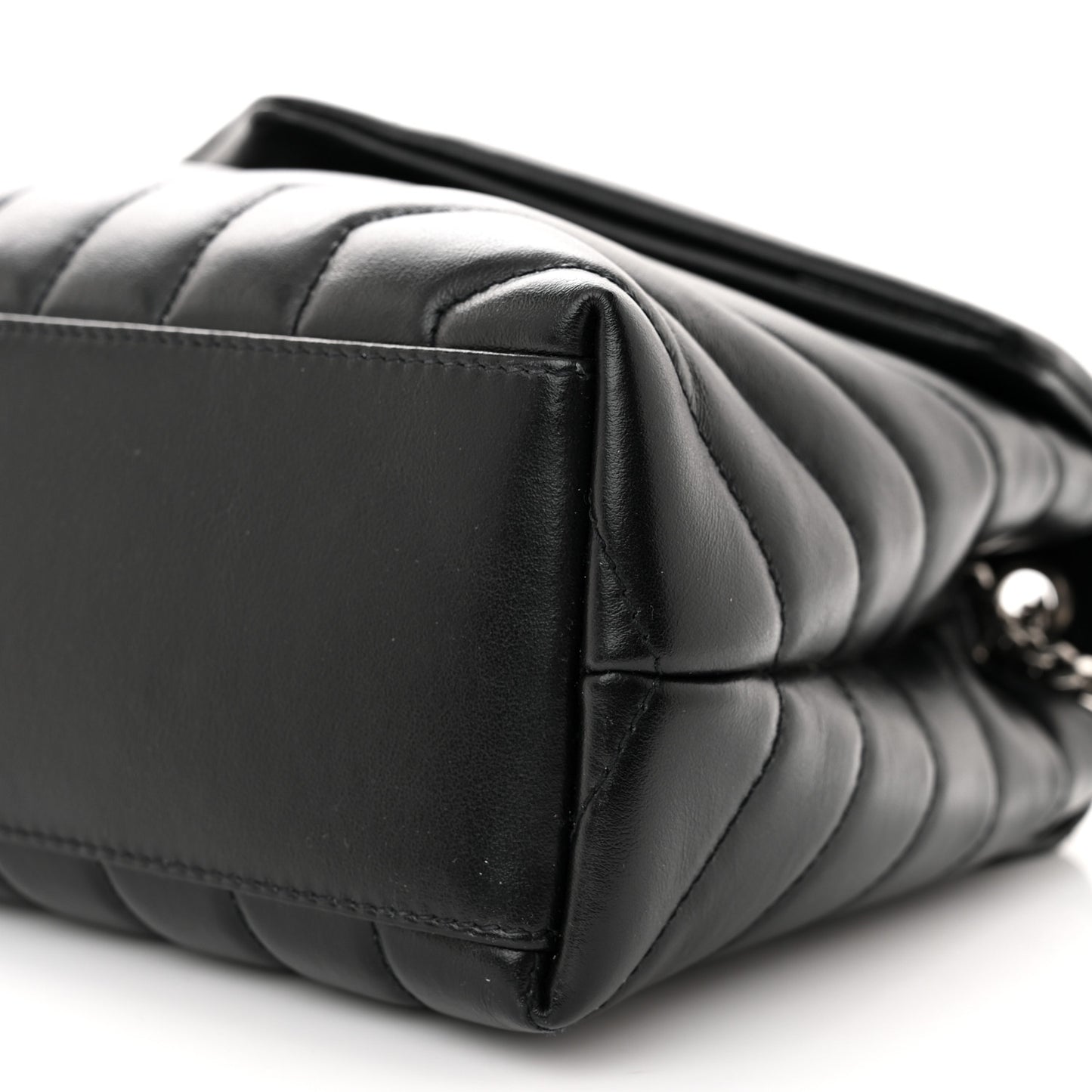 Calfskin Y Quilted Monogram Small Loulou Chain Satchel Black