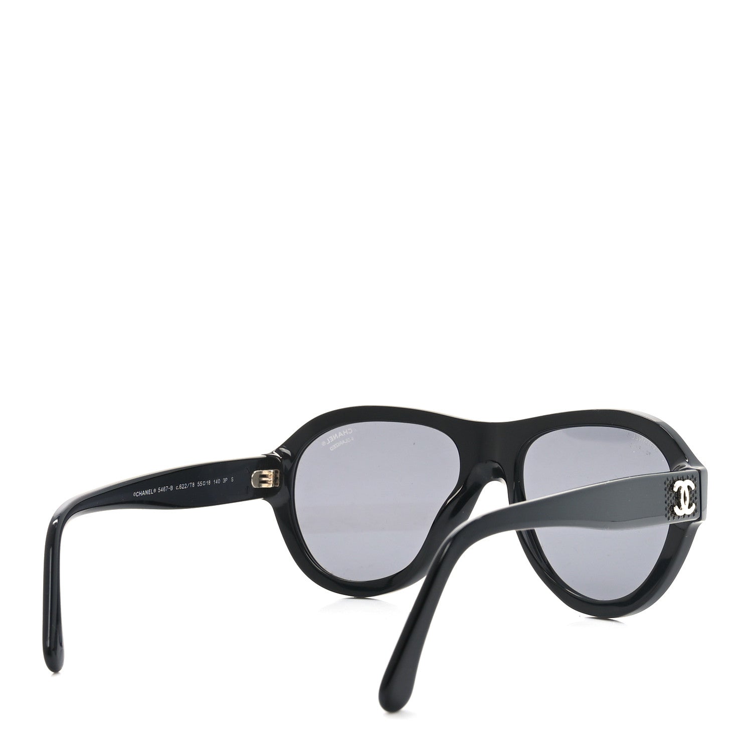 Chanel Acetate Strass Pilot Sunglasses 5467-B Black 4 of 7