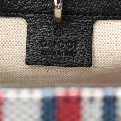 Gucci Canvas Plaid ICCUG Embroidered Small Tote Bag Black White Red Blue Smile Yellow 6 of 10