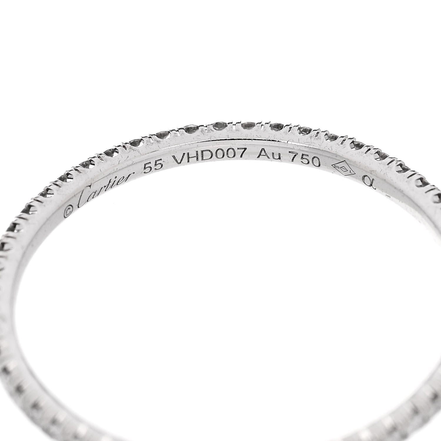 Cartier 18K White Gold Diamond 1.5mm Etincelle de Cartier Wedding Band Ring 55 7.25 4 of 4