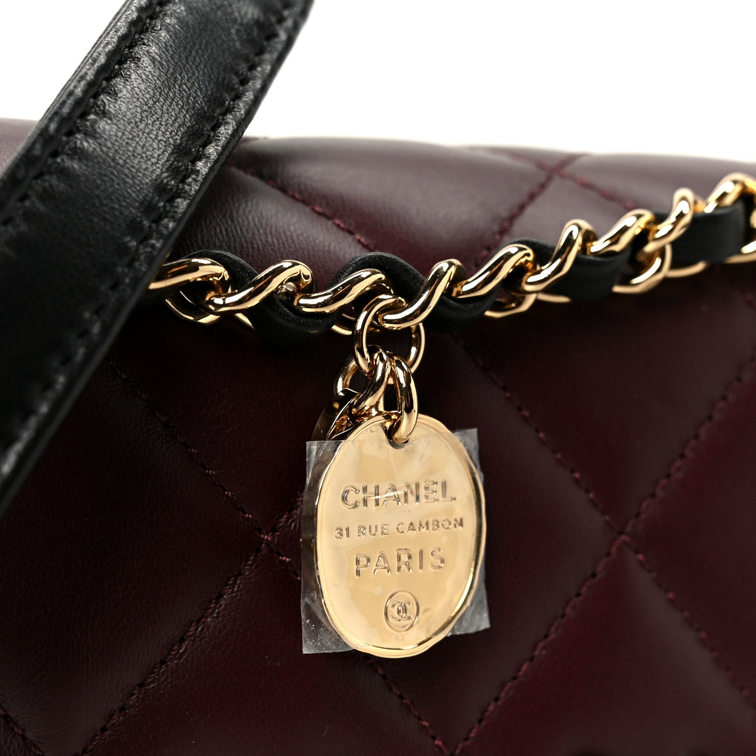 Chanel Lambskin Braided Calfskin Mini Flap Bag Dark Burgundy Black 9 of 12
