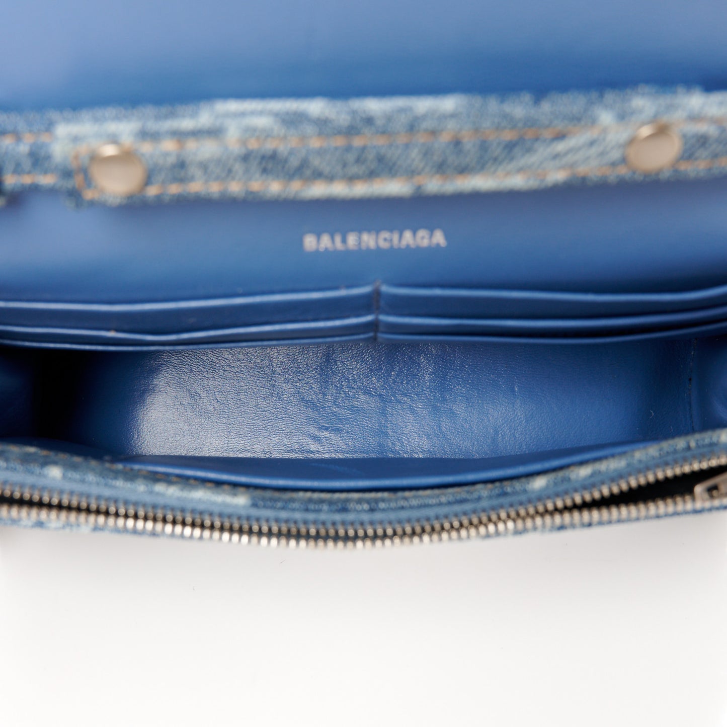 Denim BB Monogram Hourglass Chain Bag Blue