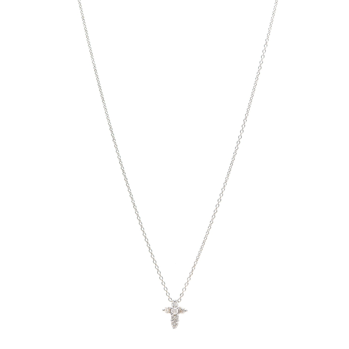 18K White Gold Diamond Tiny Treasures Baby Cross Pendant Necklace