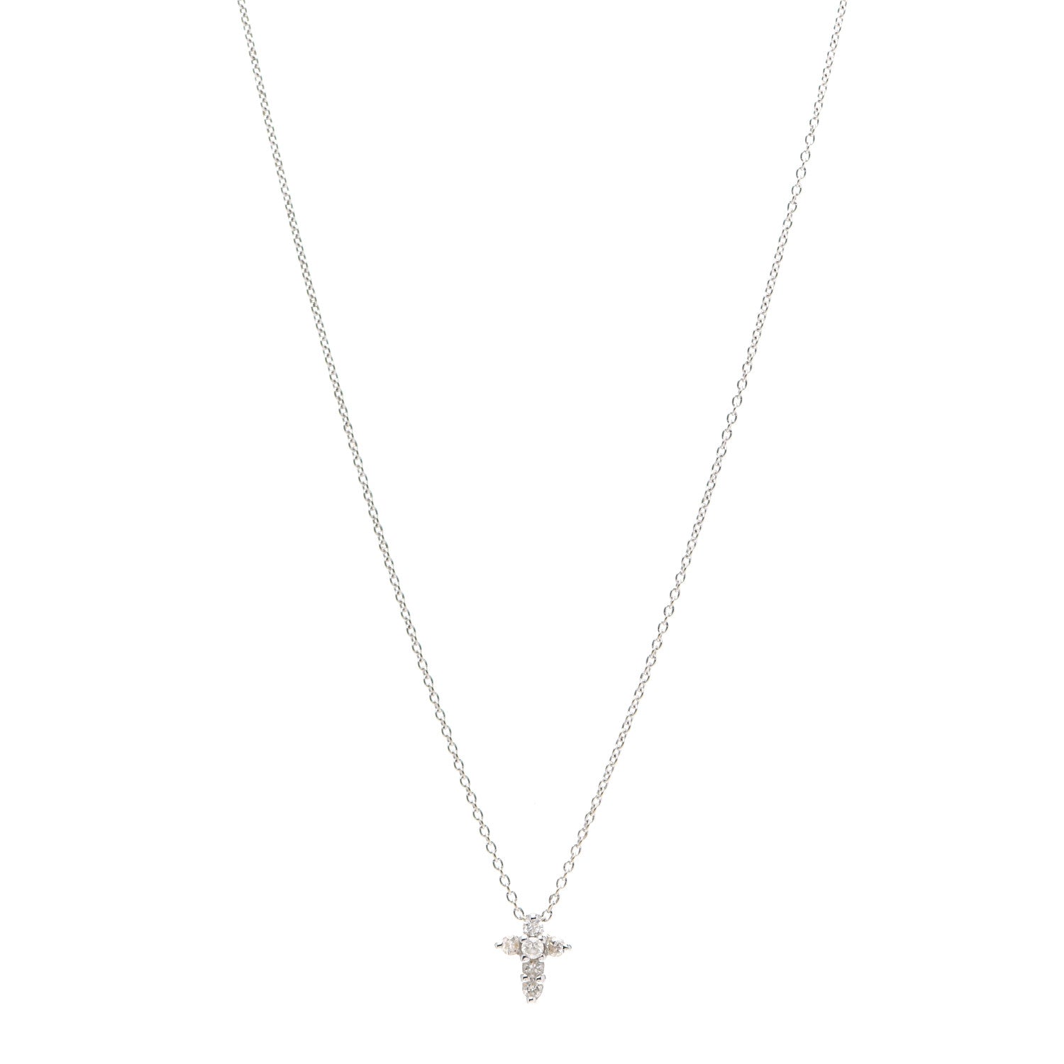 Roberto Coin 18K White Gold Diamond Tiny Treasures Baby Cross Pendant Necklace 1 of 5