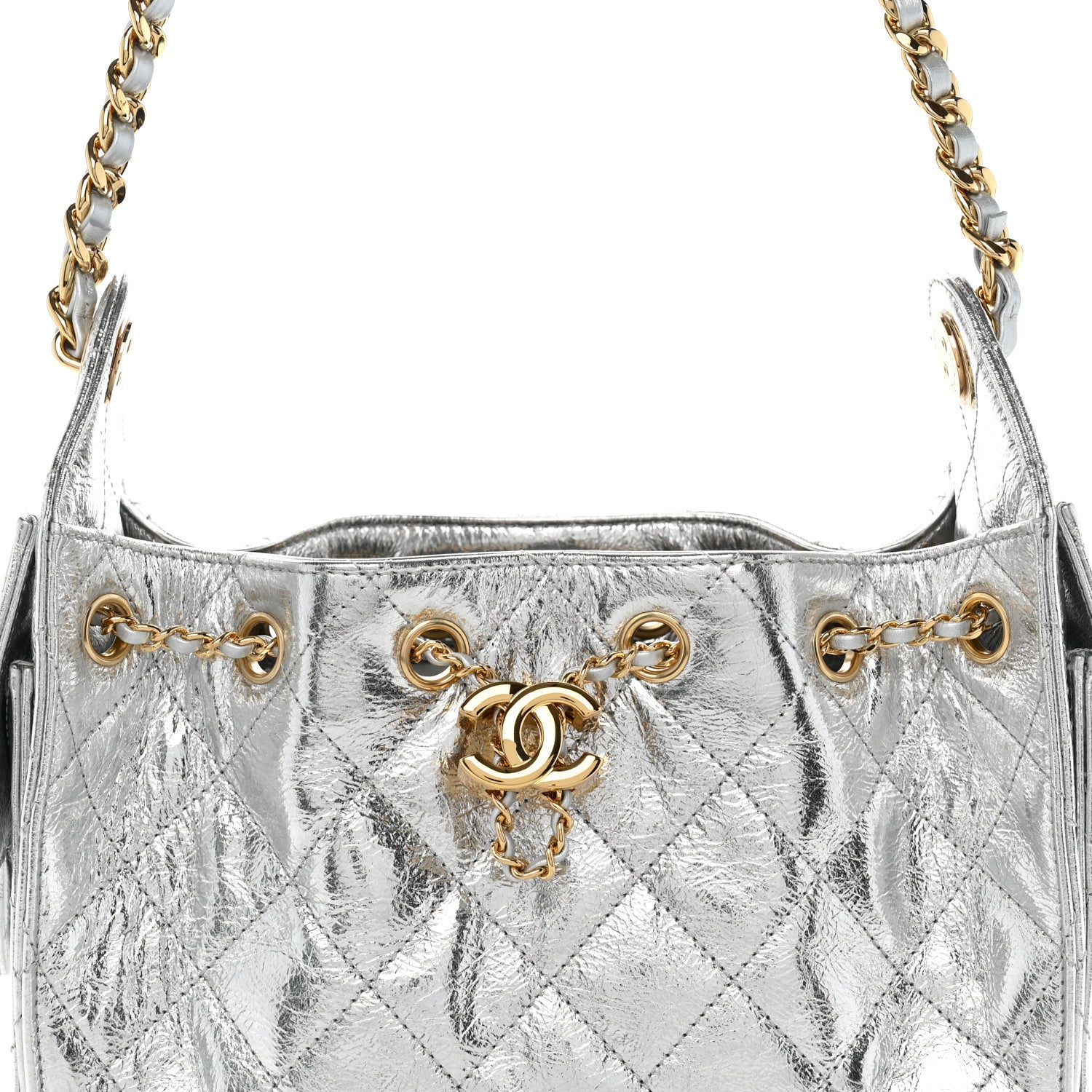 Chanel Metallic Aged Calfskin Quilted Mini Chanel 25 Handbag Silver 8 of 11