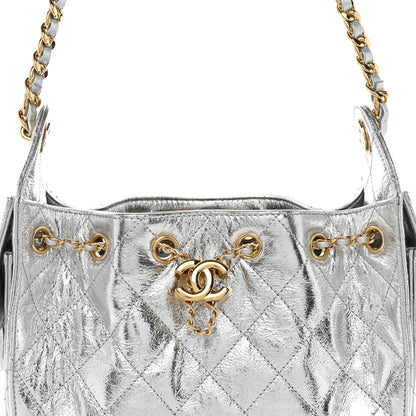 Chanel Metallic Aged Calfskin Quilted Mini Chanel 25 Handbag Silver 8 of 11