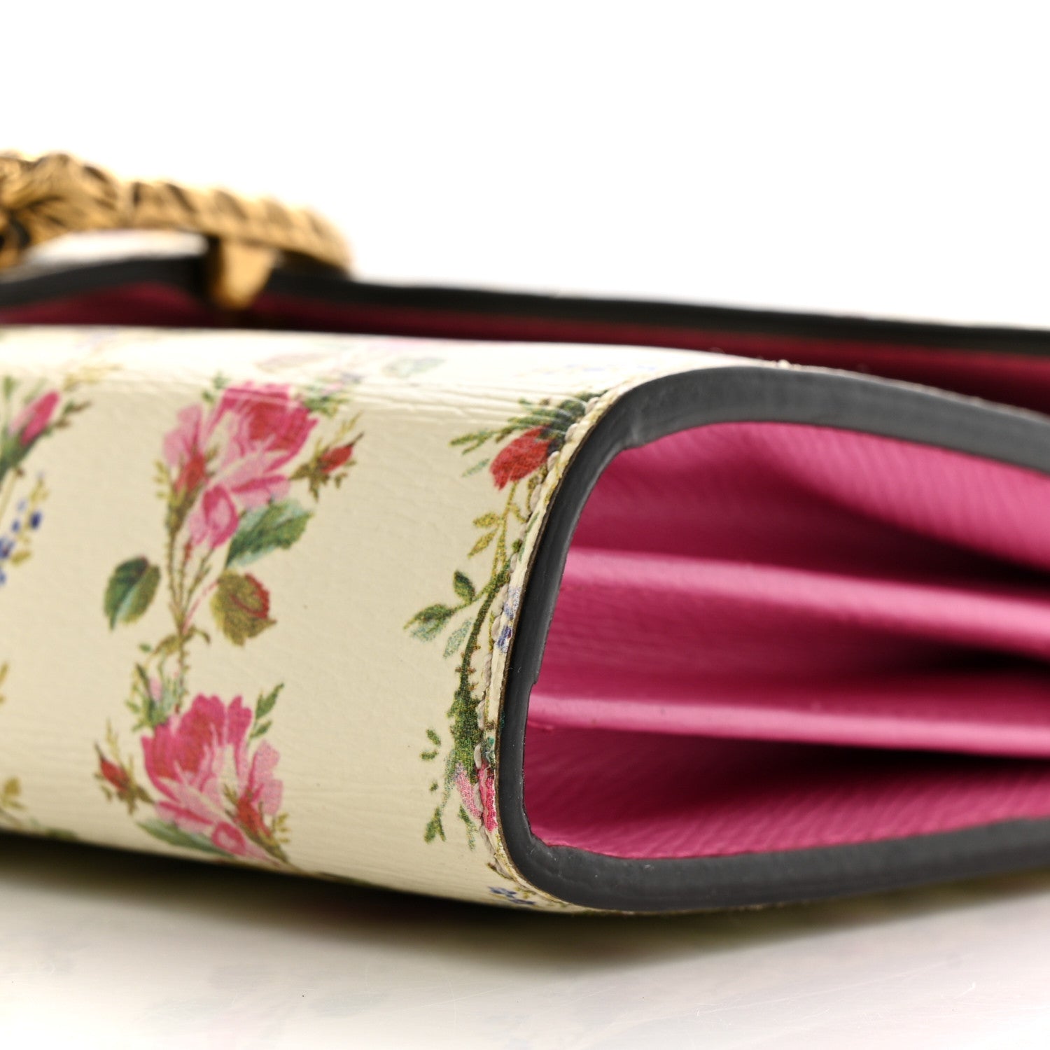 Gucci Calfskin Floral Print Mini Dionysus Chain Wallet Ivory Pink 11 of 14