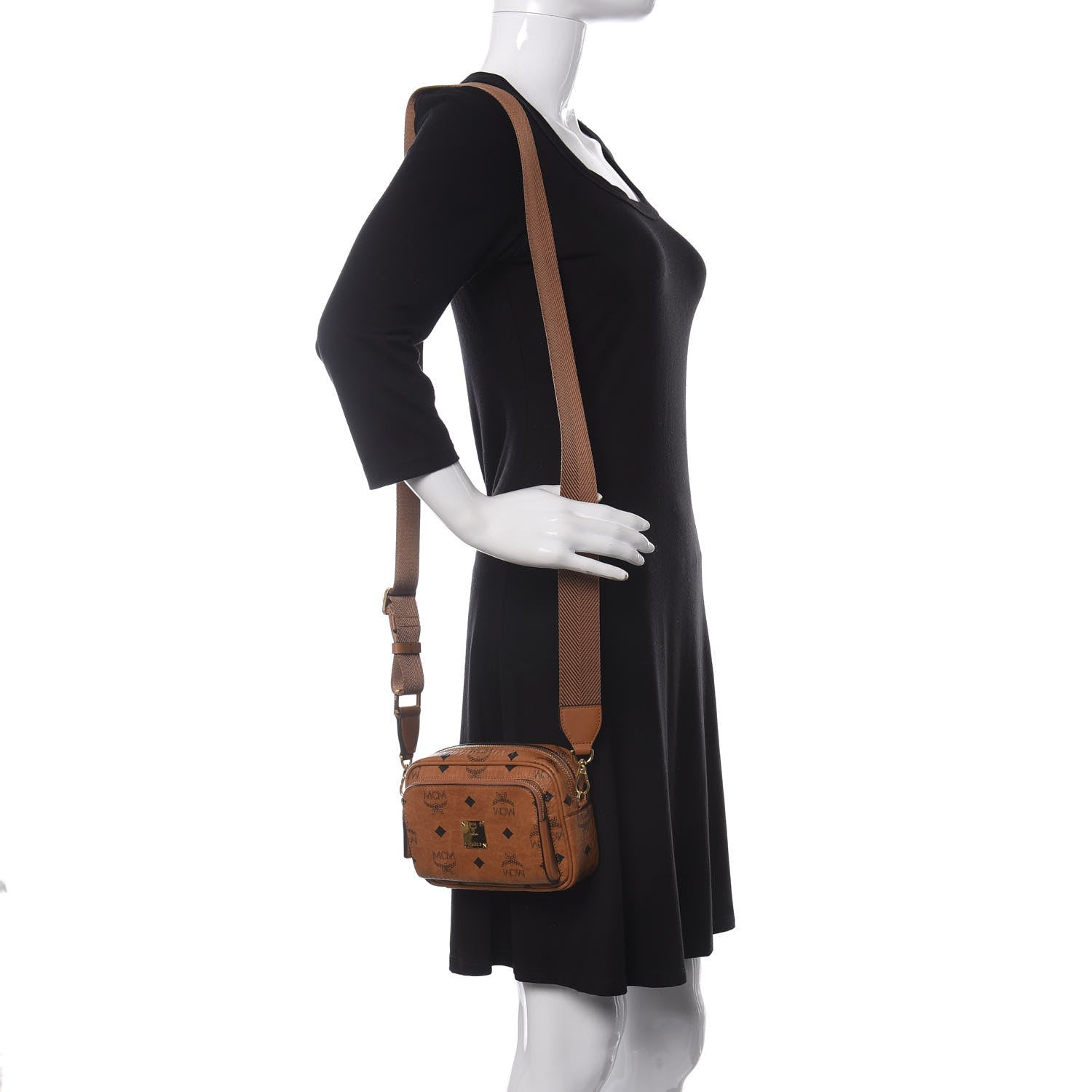 MCM Visetos Klassik Crossbody Bag Cognac 2 of 9