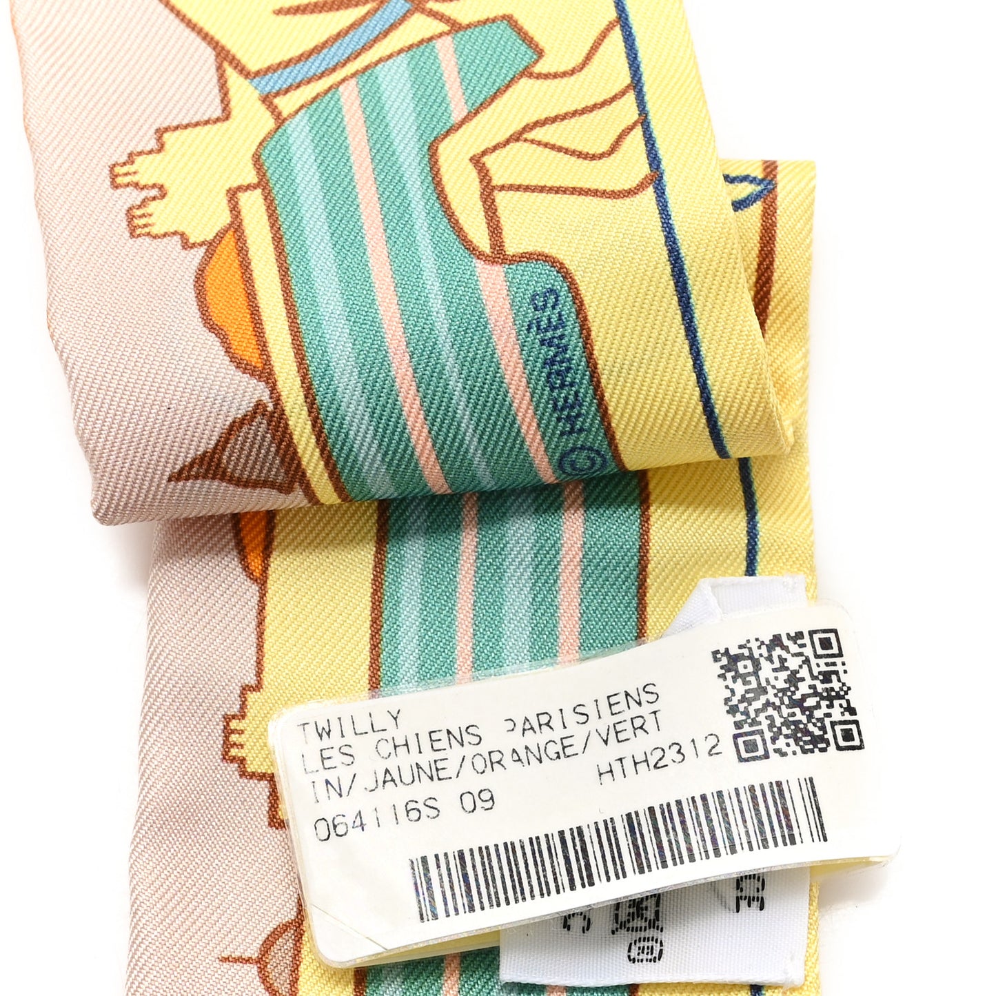 Silk Les Chiens Parisiens Twilly Jaune Orange Vert