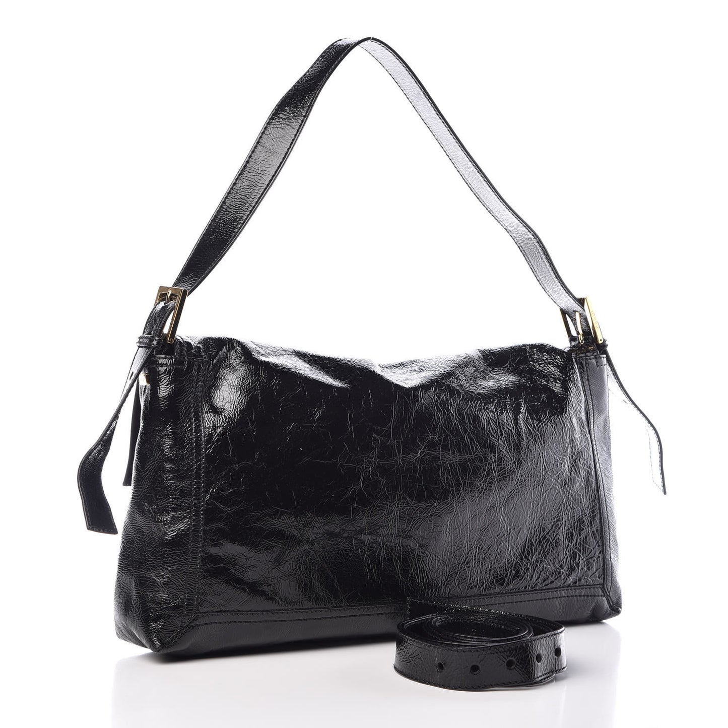 Vitello Naplak Large Convertible Baguette Black