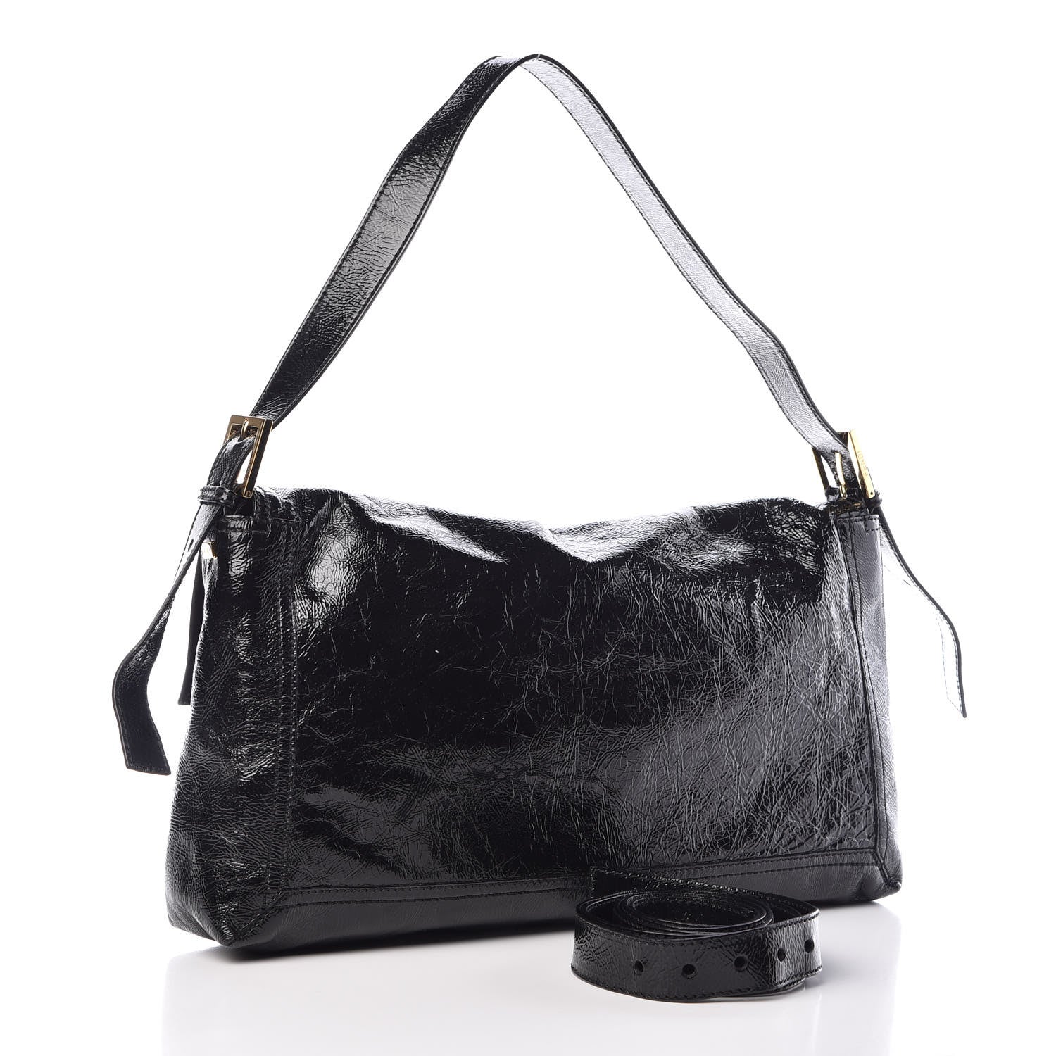 Fendi Vitello Naplak Large Convertible Baguette Black 4 of 8