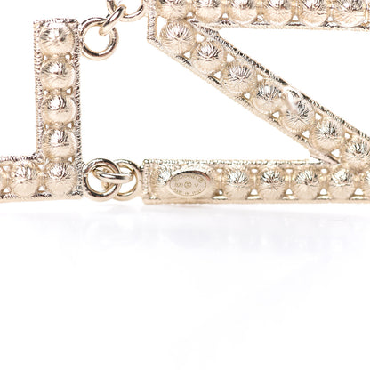 Chanel Crystal Cha-Nel Logo Drop Earrings Gold 4 of 5